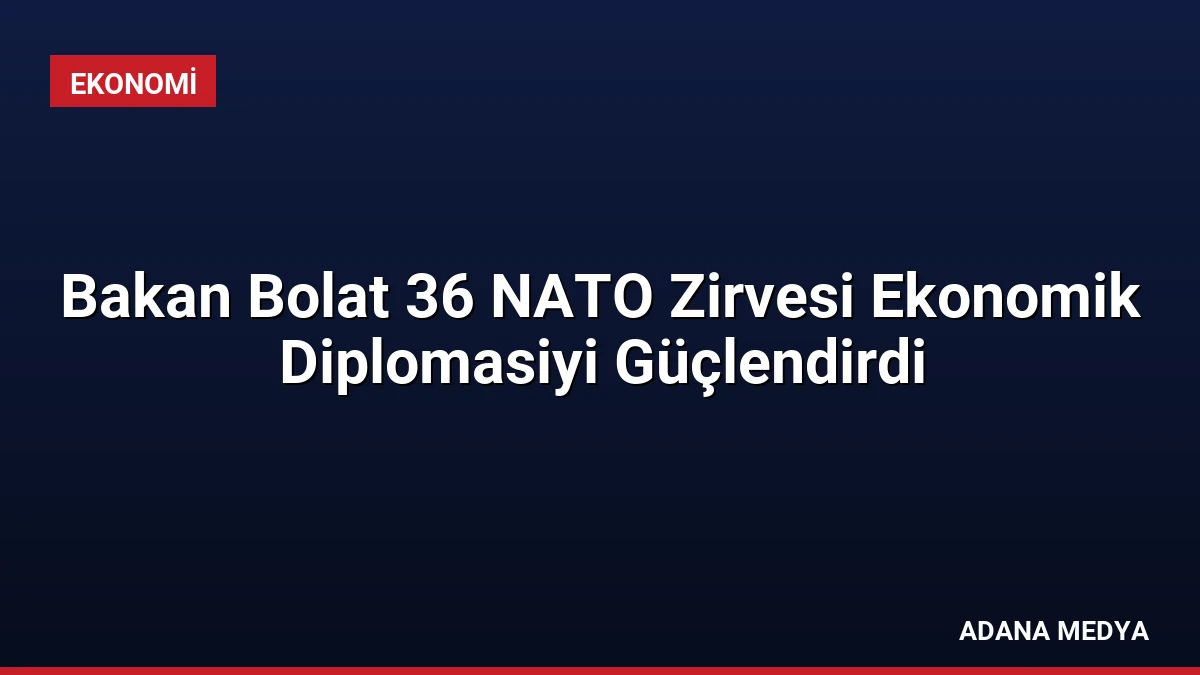 Bakan Bolat 36 NATO Zirvesi Ekonomik Diplomasiyi Güçlendirdi