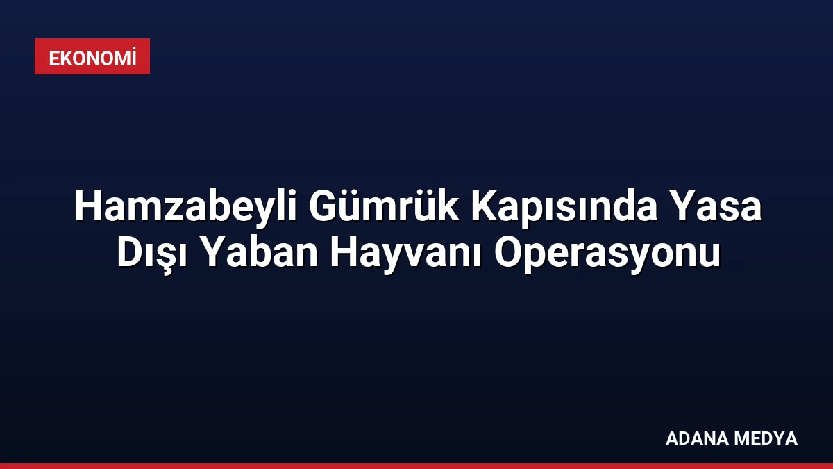Hamzabeyli Gümrük Kapısında Yasa Dışı Yaban Hayvanı Operasyonu