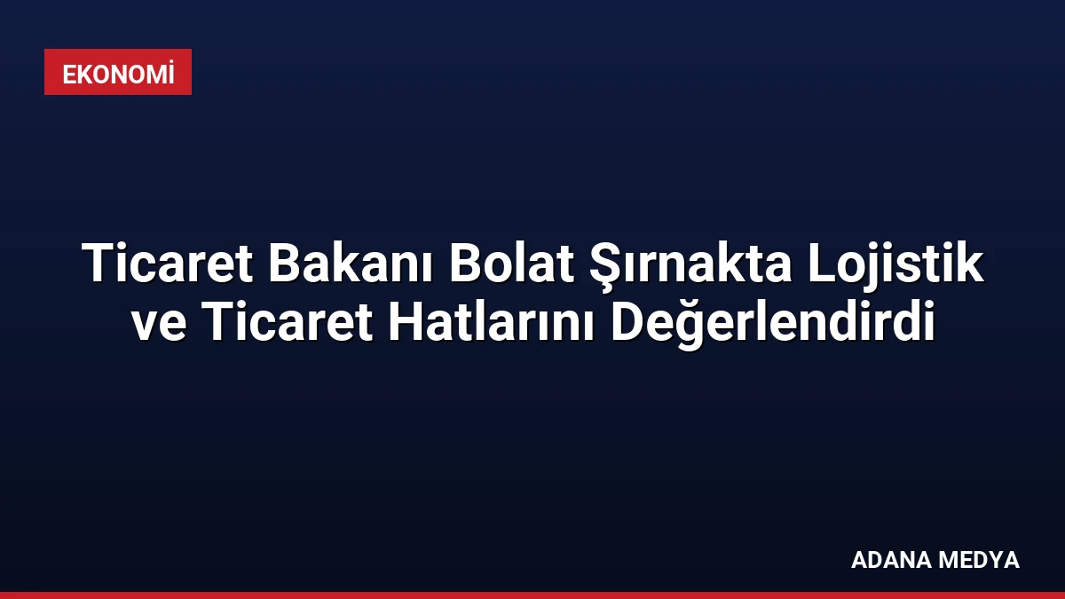 Ticaret Bakanı Bolat Şırnakta Lojistik ve Ticaret Hatlarını Değerlendirdi