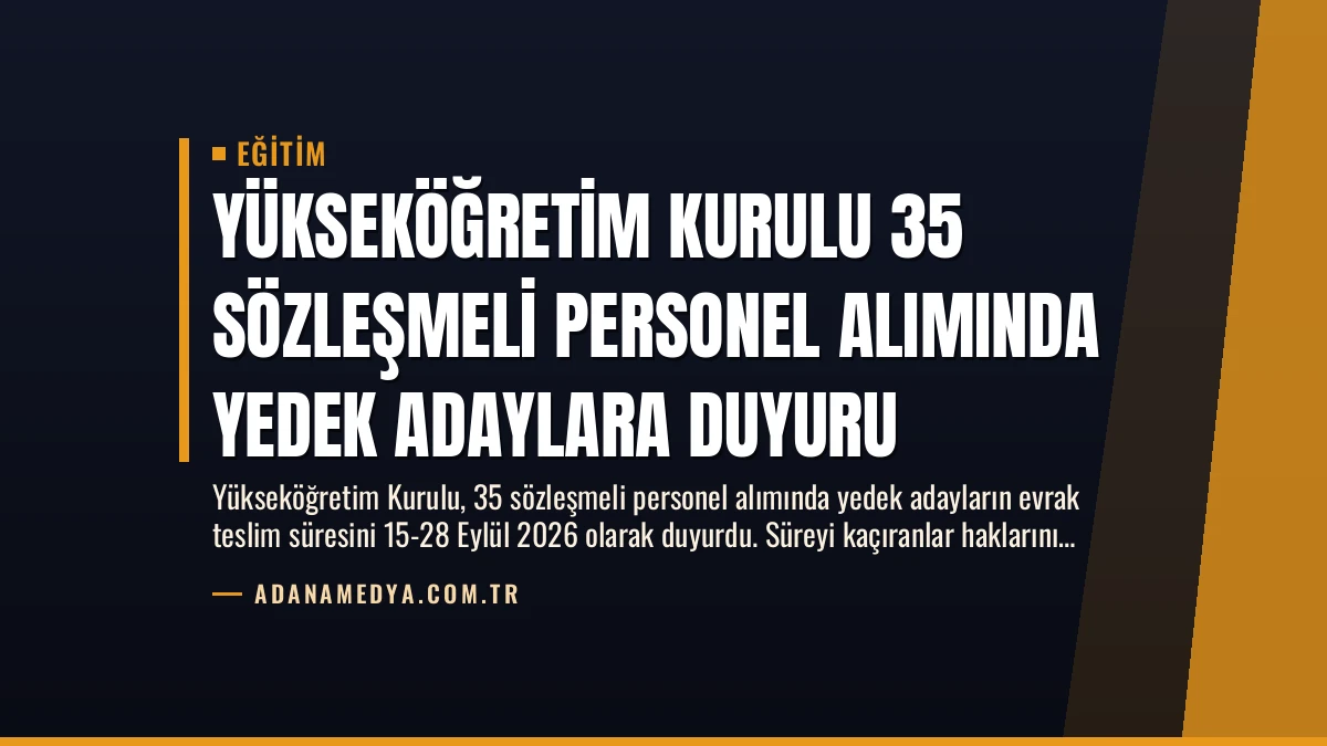 Yükseköğretim Kurulu 35 Sözleşmeli Personel Alımında Yedek Adaylara Duyuru